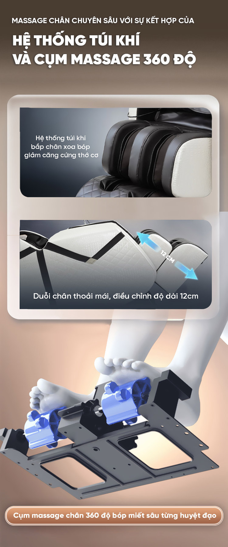 Ghế massage Queen Crown QC LX3 chăm sóc chân chuyên sâu