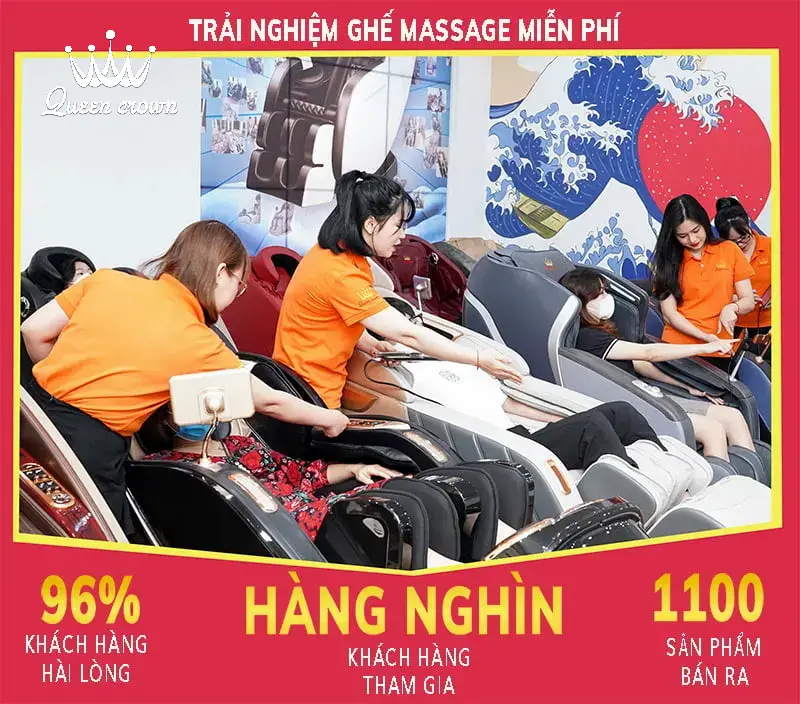 ghế massage quận 9 miễn  tại showroom Queen Crown