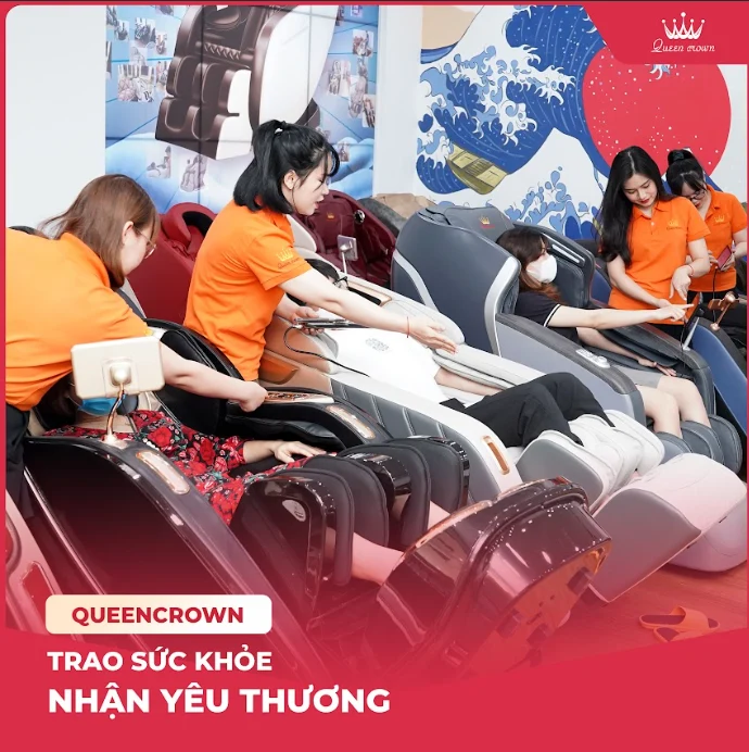trải nghiệm thư giãn nghỉ ngơi cùng ghế massage queen crown