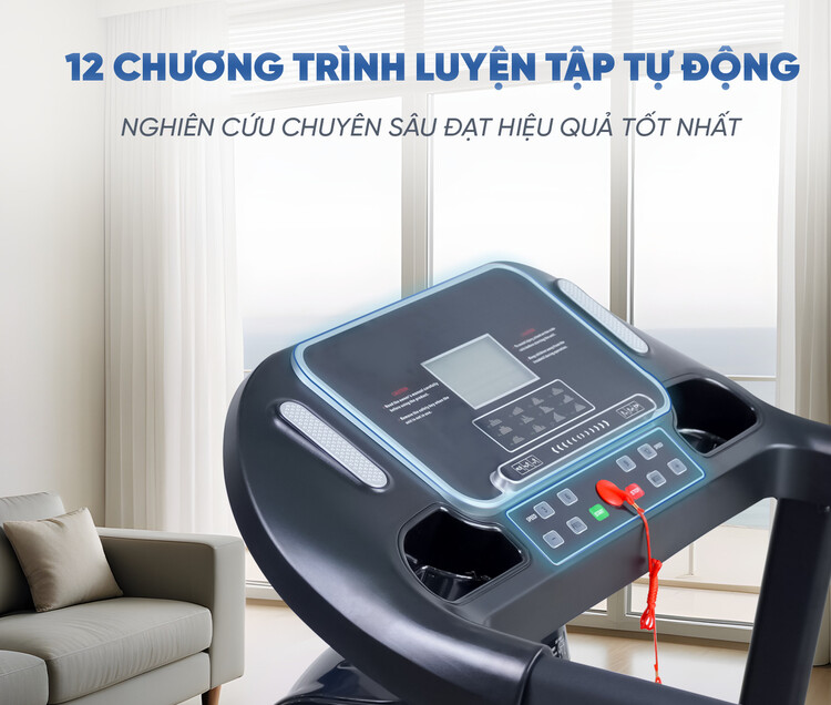 Máy chạy bộ Queen Crown QS002 thiết lập 12 chương trình luyện tập