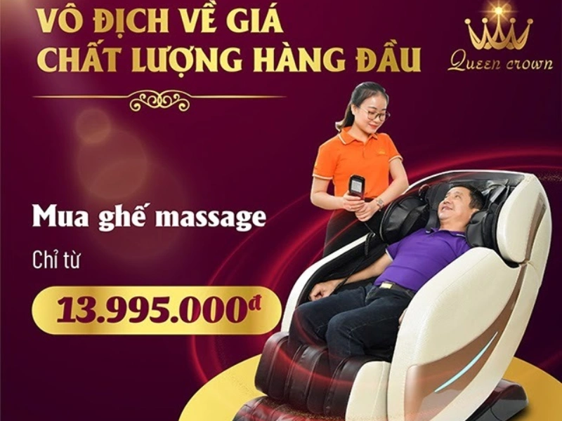 Chọn ghế massage tại Queen Crown có chất lượng tốt, giá thành rẻ