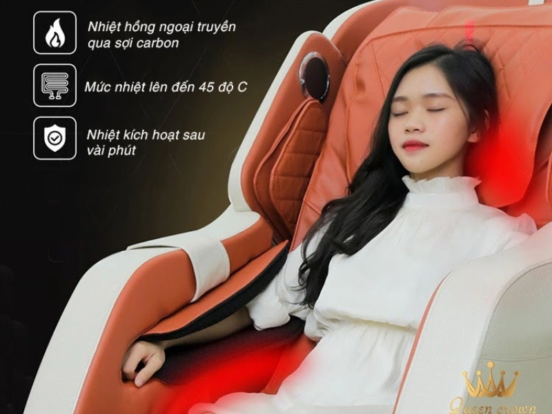 Nhiệt hồng ngoại của ghế massage được truyền qua sợi carbon