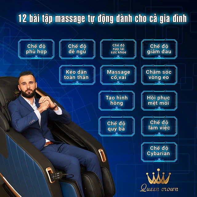 Bài Tập Chuyên Sâu Ghế Massage Queen Crown Fantasy X6