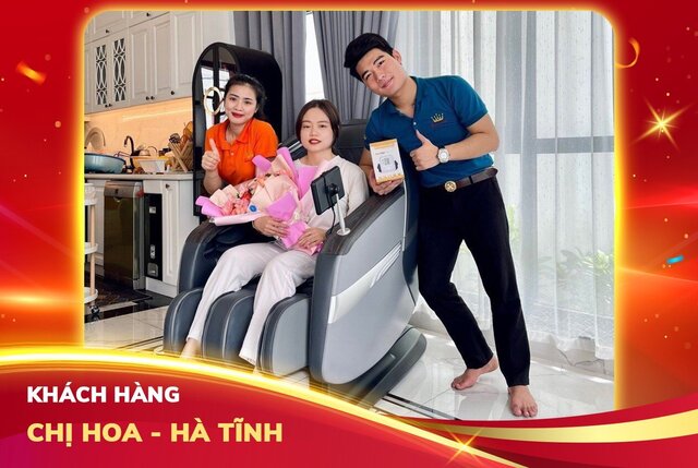 Mua Ghế Massage Queen Crown Chị Hoa Ở TP Hà Tĩnh Bất Ngờ Trúng Thêm Một Chiếc Ghế Massage