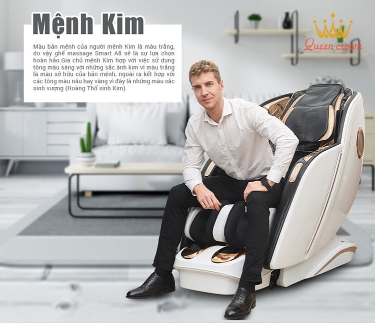 Ghế massage có màu nâu đất, nâu sẫm, vàng hợp với mệnh Kim