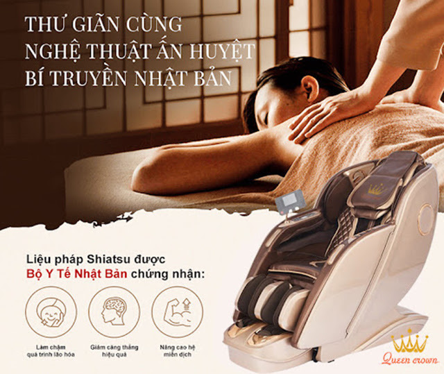 Kỹ thuật Shiatsu nổi tiếng được ứng dụng trên ghế massage