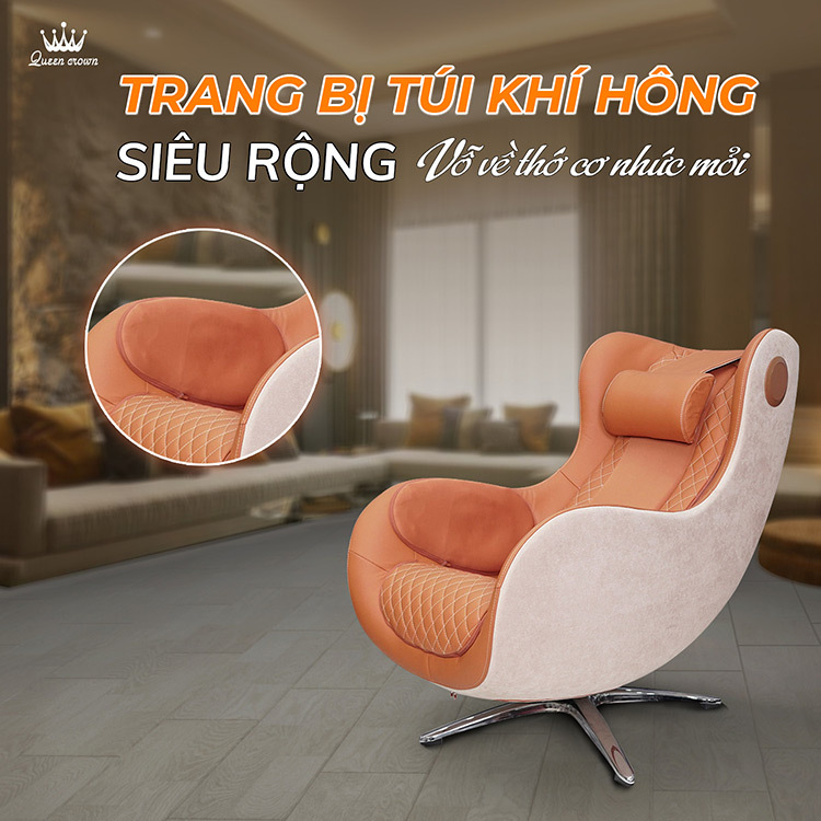 Ghế massage Queen Crown Hagen 699 trang bị túi khí siêu rộng