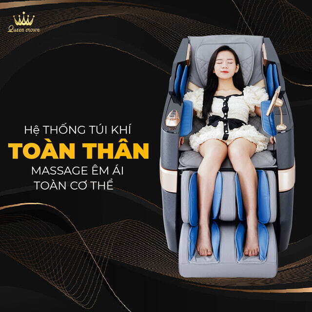 Ghế massage Queen Crown Fantasy X9 trang bị hệ thống túi khí kép