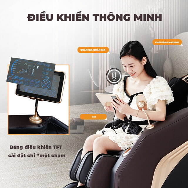 Ghế massage Queen Crown QC A9 Sport trang bị bảng điều khiển thông minh