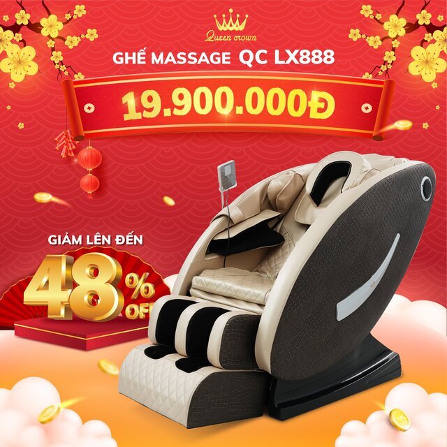 Ghế massage Queen Crown QC LX888 khuyến mại tết