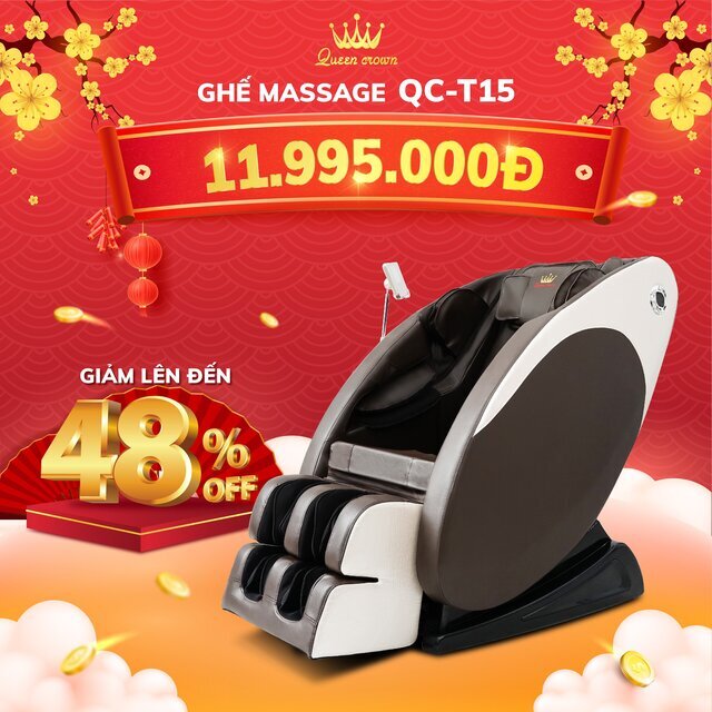 Ghế massage Queen Crown QC T15 khuyến mại tết