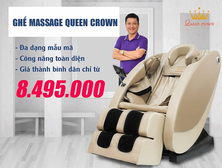 Ghế massage giá dưới 20 triệu Queen Crown có công năng đa dạng