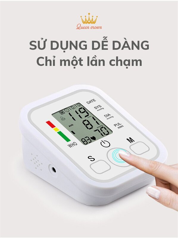 Máy đo huyết áp Queen Crown HA sử dụng dễ dàng chỉ một lần chạm