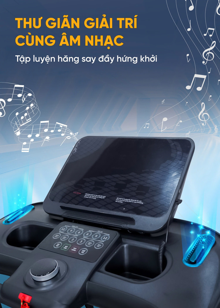 Máy chạy bộ Queen Crown QS 670 trang bị loa hifi