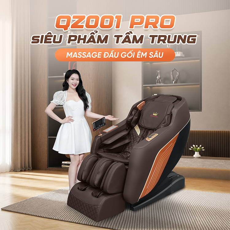 Ghế massage Queen Crown QZ001 Pro - Siêu phẩm tầm trung cải tiến massage đầu gối