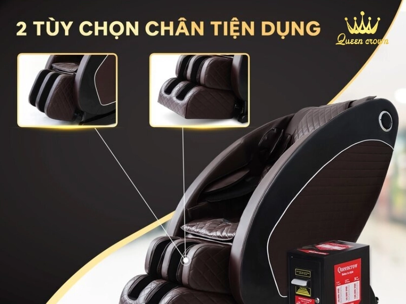 Trang bị 2 tùy chọn chân ở ghế massage KD7