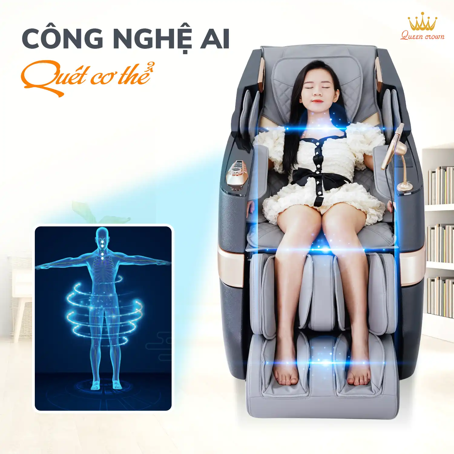 thư giãn với ghế massage do queen crown phân phối