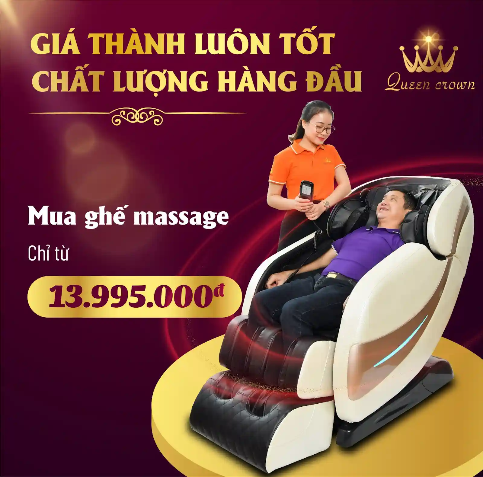 các phân khúc ghế massage queen crown tại hậu giang