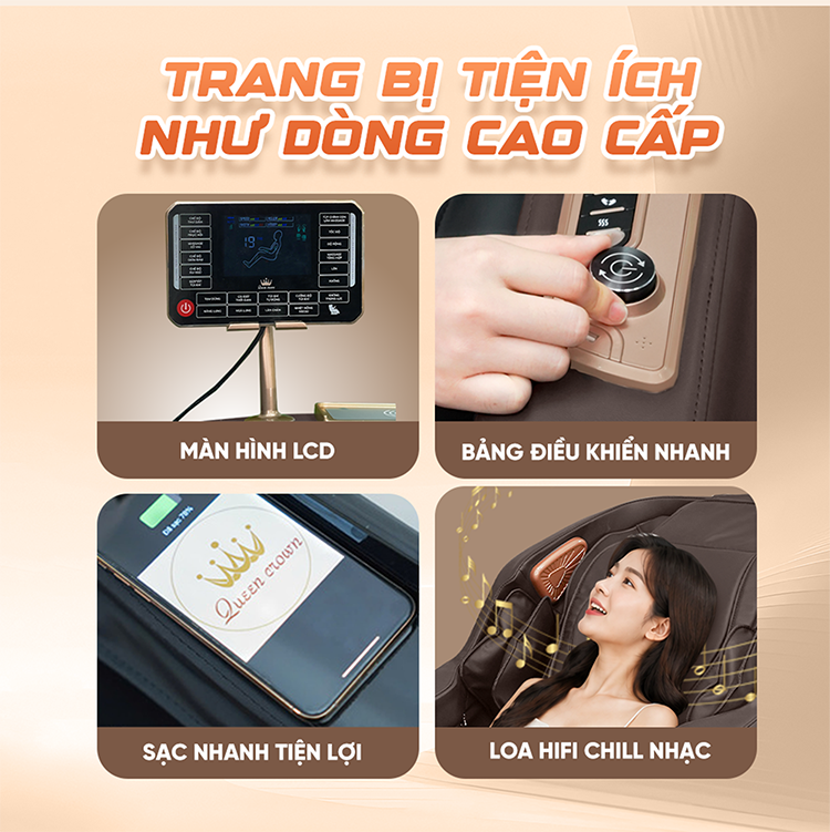 Ghế massage Queen Crown QZ001 Pro - Trang bị cao cấp