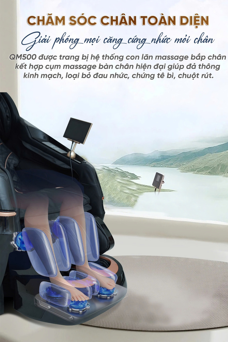 Ghế massage Queen Crown QM500 Luxury chăm sóc chân toàn diện
