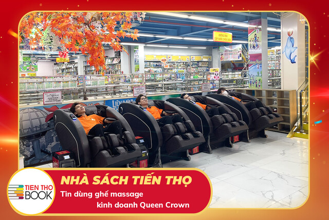 Nhà sách Tiến Thọ lựa chọn ghế massage kinh doanh Queen Crown QC KD7 Plus cho hàng loạt chuỗi cửa hàng