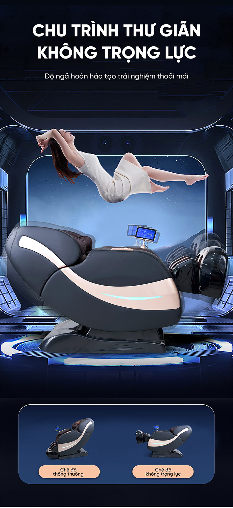 Ghế massage Queen Crown QL007 Luxury thiết lập chu trình không trọng lực