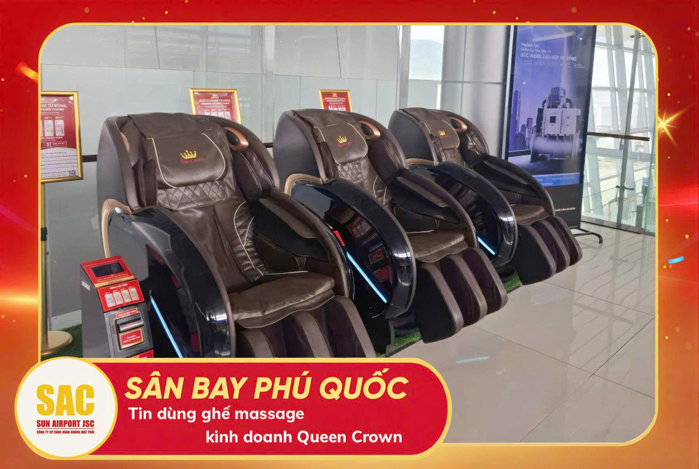 Sân bay Phú Quốc đưa ghế massage kinh doanh Queen Crown vào vận hành nâng cao trải nghiệm, tăng nguồn thu tự động