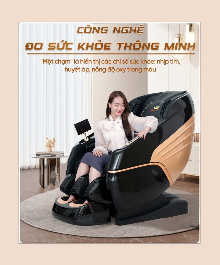 Ghế massage Queen Crown QM500 Luxury có công nghệ đo chỉ số sức khỏe thông minh