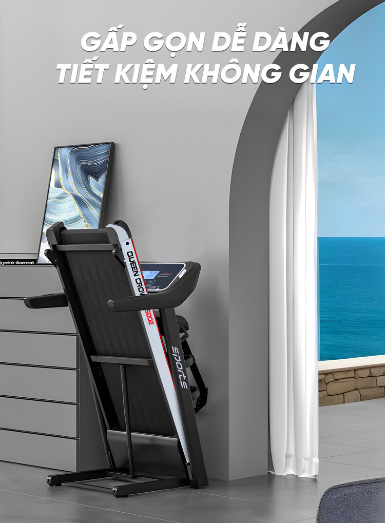 Máy chạy bộ Queen Crown QS002 có khả năng gấp gọn tiện lợi