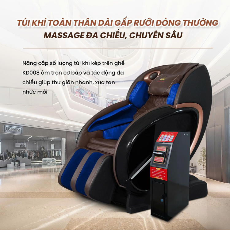 Ghế massage kinh doanh Queen Crown KD008 - Túi khí toàn thân