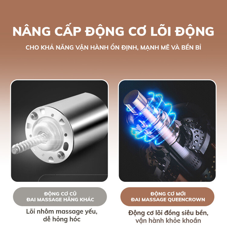 Đai massage Queen Crown DC05 động cơ lõi đồng