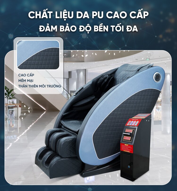 Ghế massage kinh doanh Queen Crown QC KD7 QR làm từ chất liệu da Pu