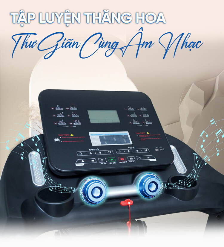Máy chạy bộ Queen Crown QS 588 thư giãn thăng hoa cùng âm nhạc