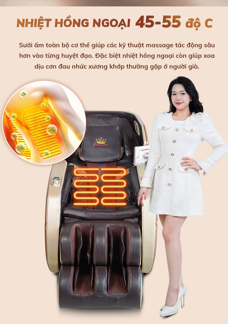 Ghế massage Queen Crown QC S460 tích hợp nhiệt hồng ngoại
